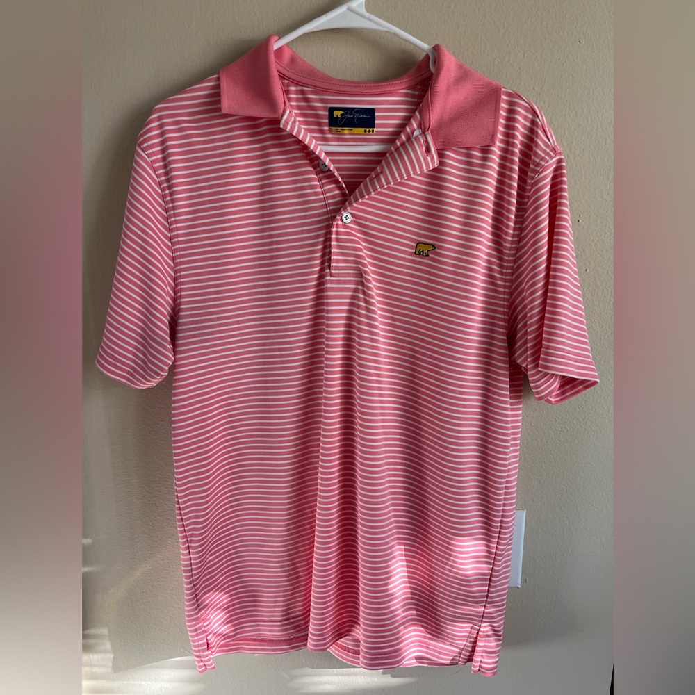 Golf Polo - Jack Nicklaus Salmon Striped Polo - Size Medium